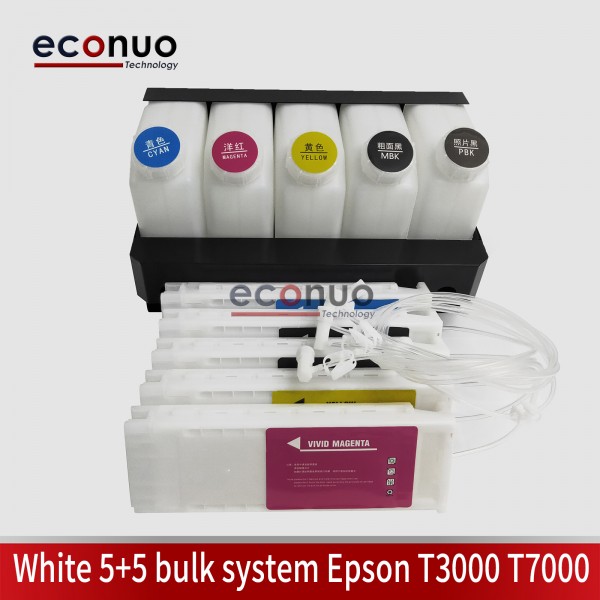 White 5+5 Ink Bulk System Epson T3000 T7000