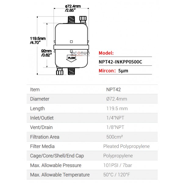 Capsule Ink Filter  NPT42-INKPP0500C 5 micron