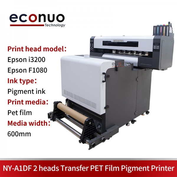 New All in one NY-A1DF 2 heads I3200 Heat Transfer PET Film Pigment Printer 60cm