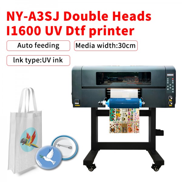 30cm UV DTF Printer roll to roll with i1600 printhead All in  AB film Printing NY-A3SJ 2 head