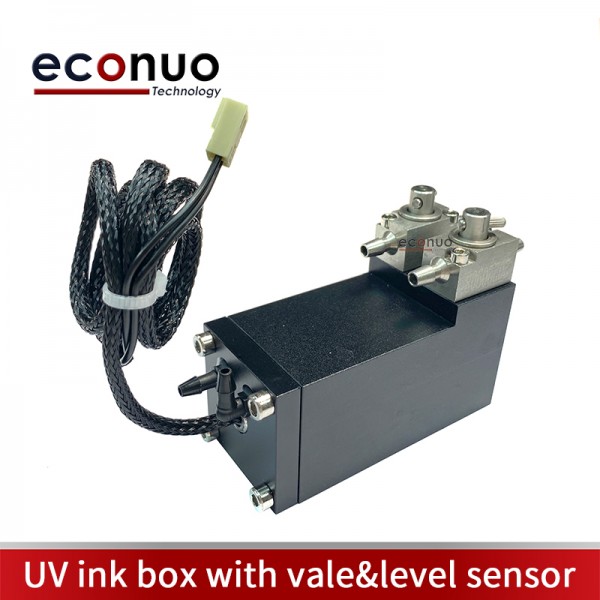 UV ink box with 2-way valve&level sensor Black secondary ink cartridge 